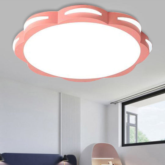 Flush Mount Macaron LED Ceiling Light with Acrylic Floral Shade - Ideal for Girls' Bedroom