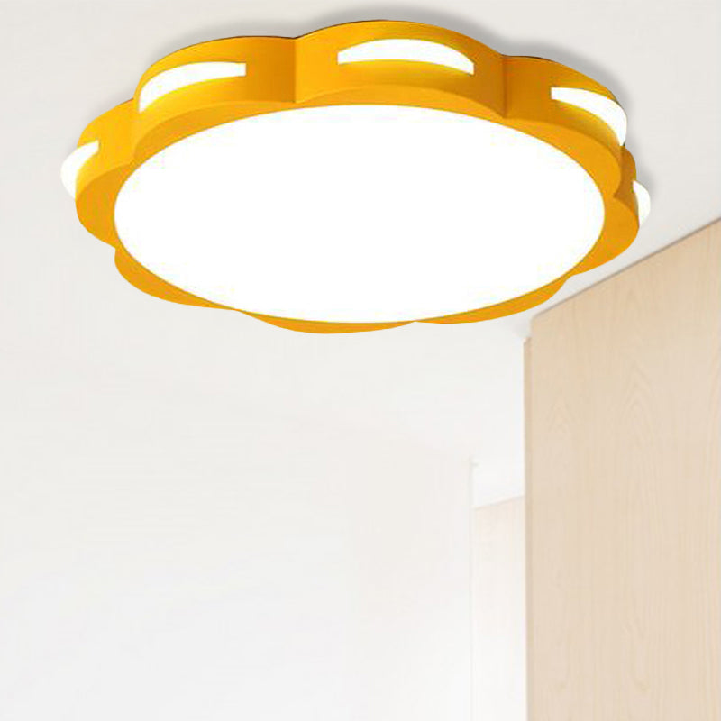 Flush Mount Macaron LED Ceiling Light with Acrylic Floral Shade - Ideal for Girls' Bedroom
