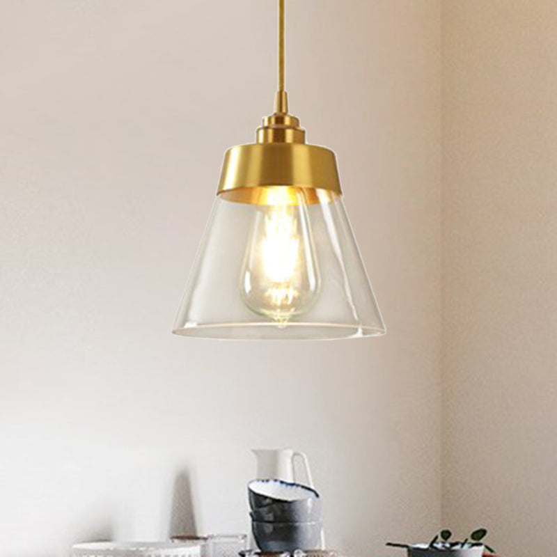 Contemporary Trapezoid Shade Pendant Lamp With Transparent Glass - Perfect Lighting Fixture For