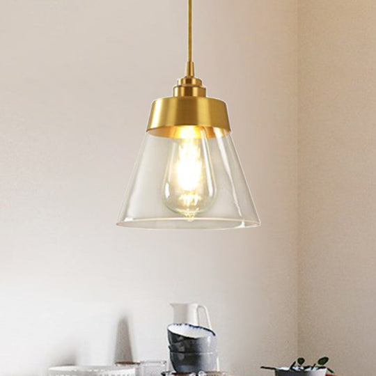 Contemporary Trapezoid Shade Pendant Lamp With Transparent Glass - Perfect Lighting Fixture For