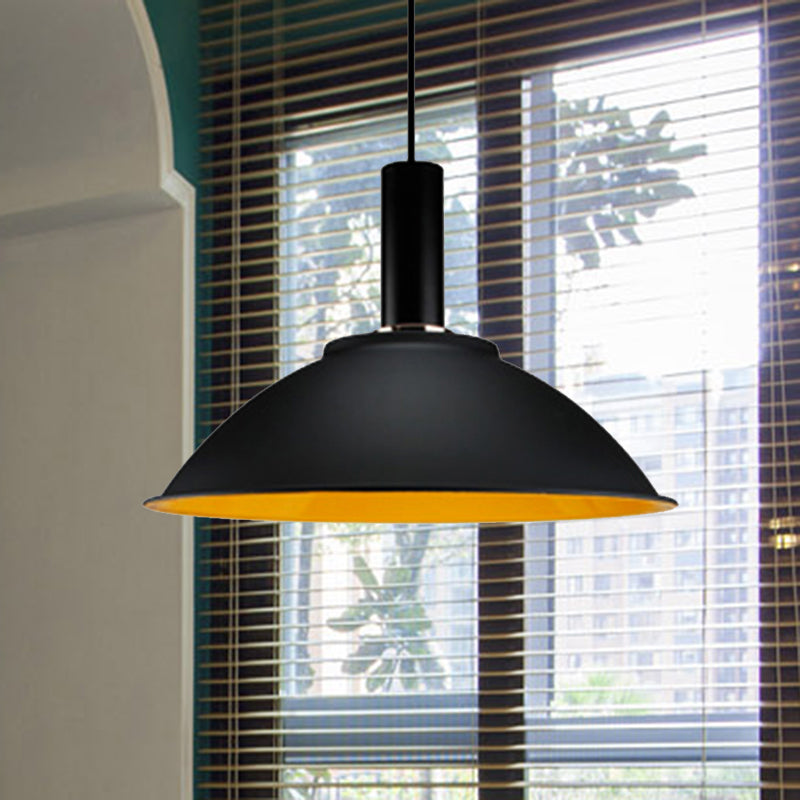 Contemporary Aluminum Hanging Light - Wide Bowl Pendant (11"/14") - Ideal for Gallery or Factory - 1 Bulb Design