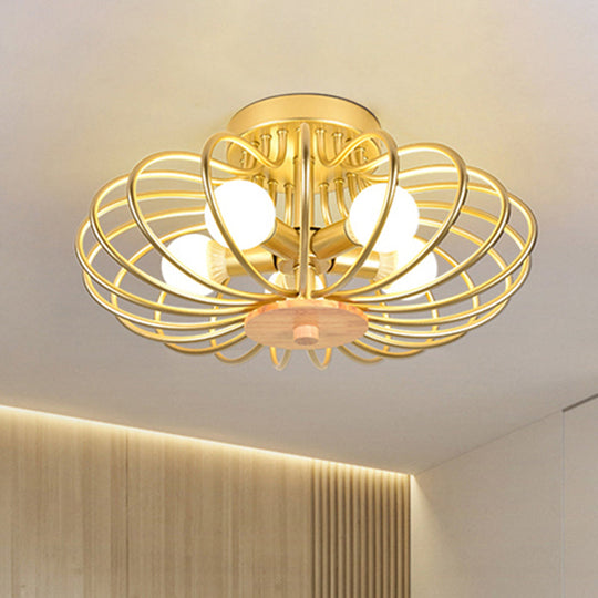 Contemporary Melon Flush Mount Light in Gold - Perfect for Corridors