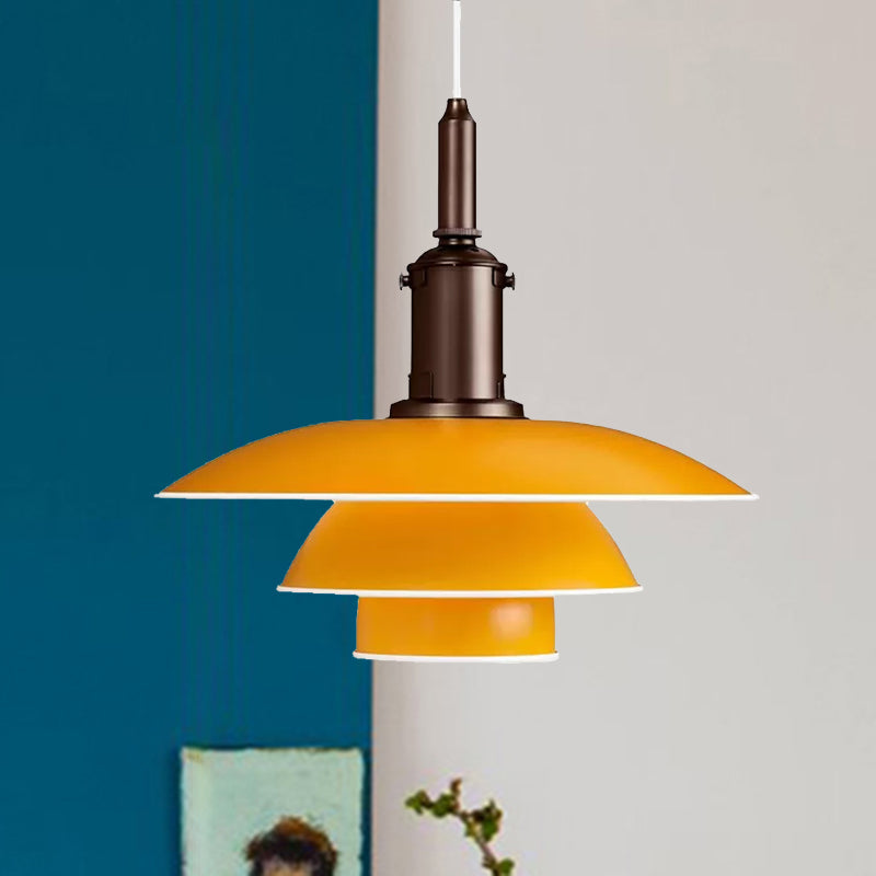 Nordic Style Metallic Pendant Lamp - Layered Hanging Light Fixture For Living Room Black/Silver