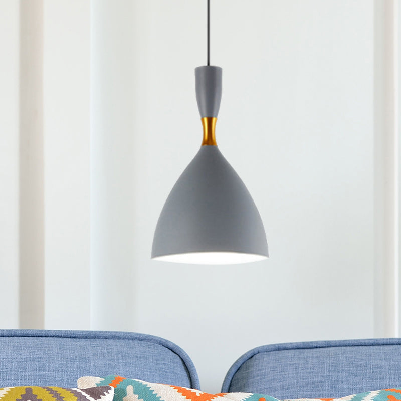 Contemporary 6.5/10 Inch Aluminum Funnel-Shaped Suspension Light For Study Room Or Cafe - Wide