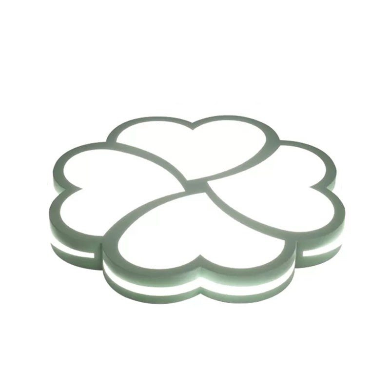 Nordic Heart Petal Acrylic Green LED Flush Mount Light for Foyer and Bedroom