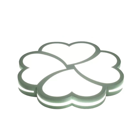 Nordic Heart Petal Acrylic Green LED Flush Mount Light for Foyer and Bedroom