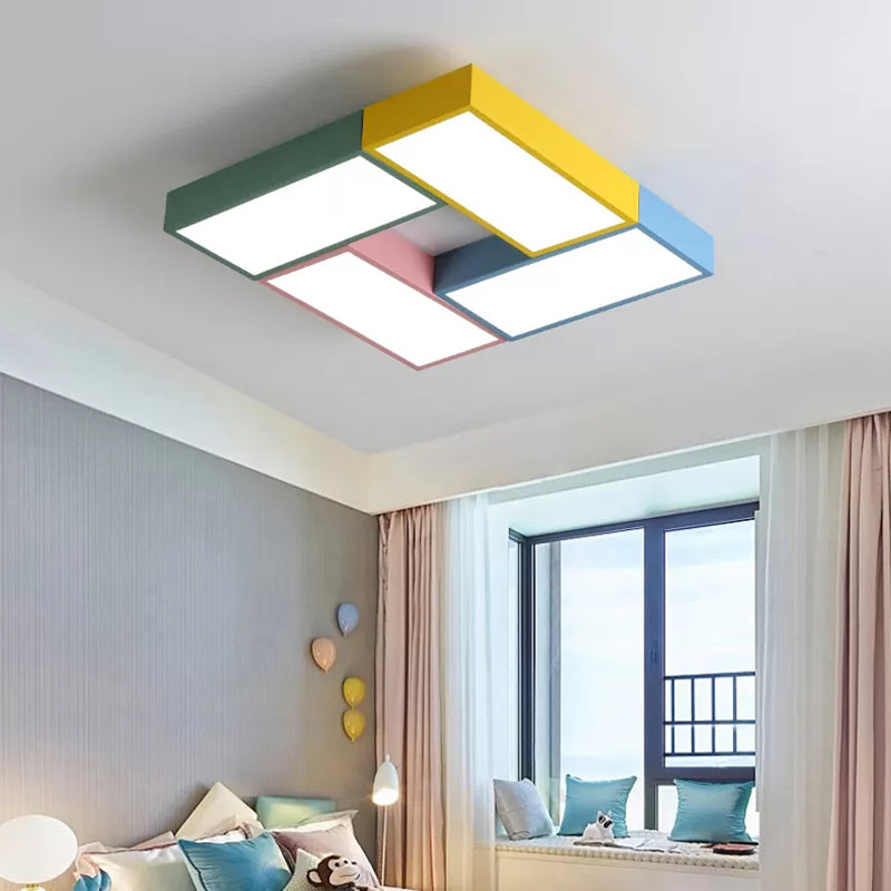 Square Game Room Ceiling Mount Light: Acrylic Macaron Loft LED Ceiling Lamp