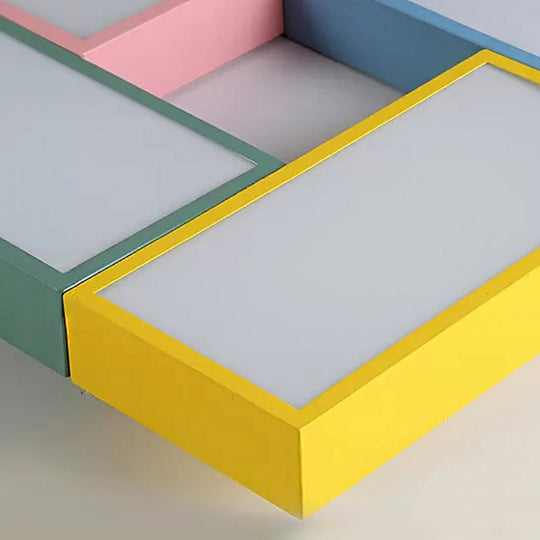 Square Game Room Ceiling Mount Light: Acrylic Macaron Loft LED Ceiling Lamp