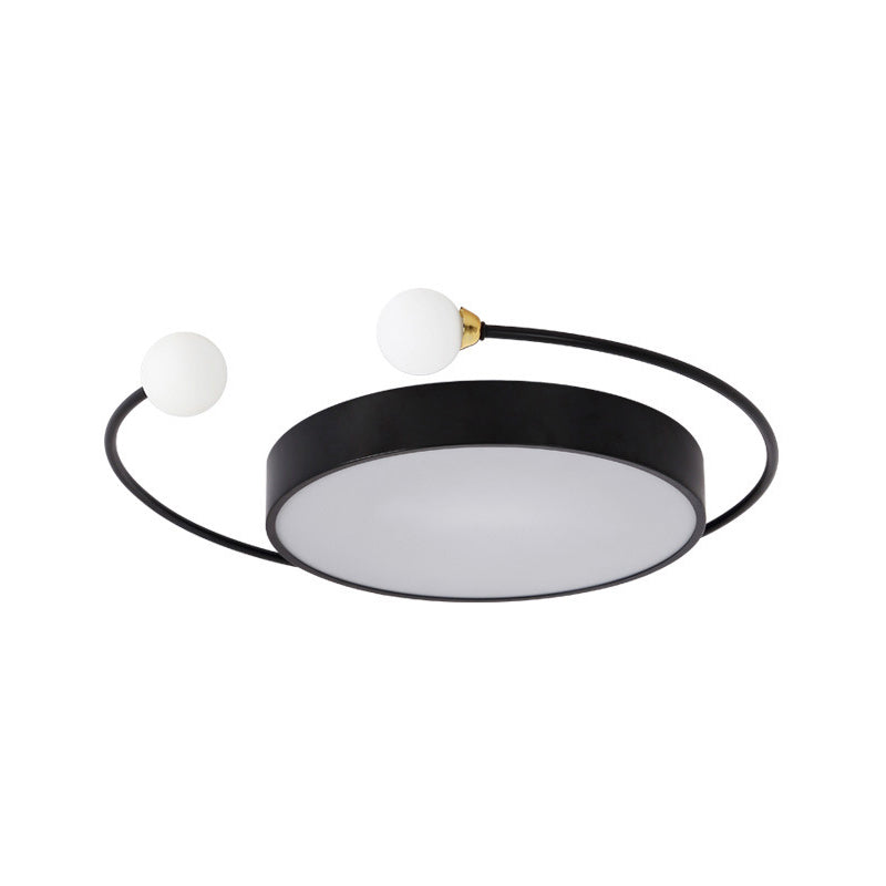 Modern Black/Grey LED Drum Ceiling Light with Dual Light Modes (White/Warm) - Flush Mount