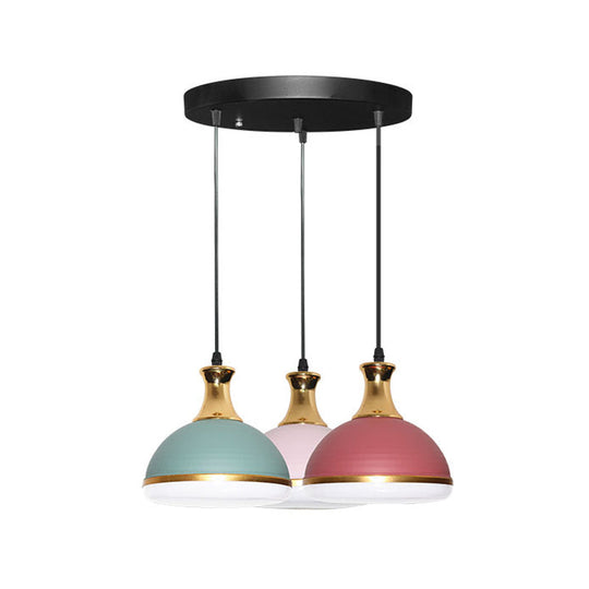 Metal Hanging Light Kit - Simple 3-Bulb Cluster Pendant Lamp In Black Finish For Dining Table
