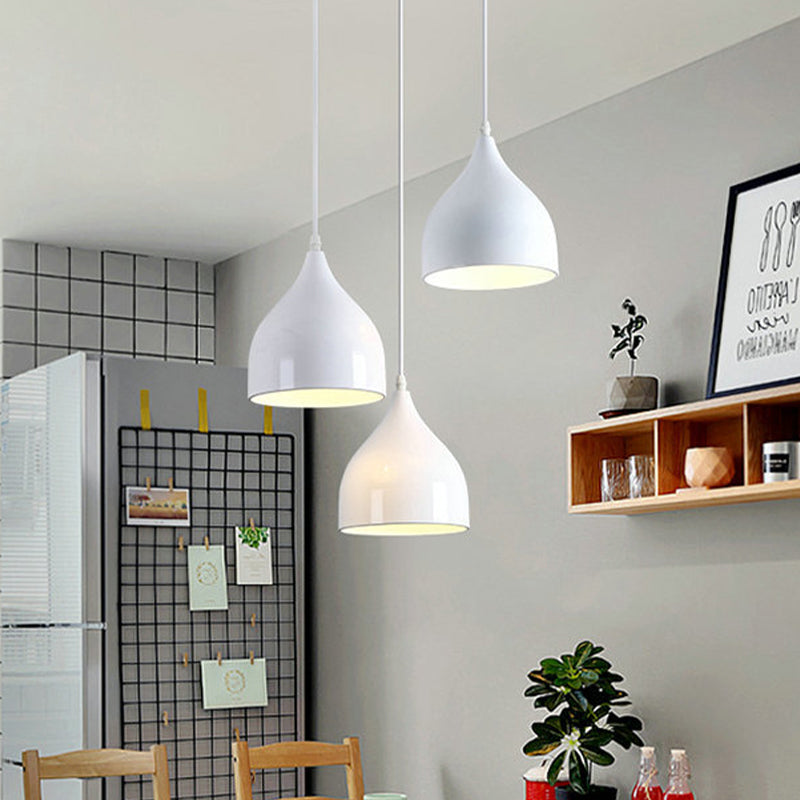 Modern White Multi-Light Pendant - Onion Style With Metallic Finish 3 Lights Hanging Ceiling Lamp