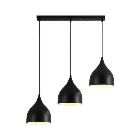 Black Metallic Onion Pendant Lamp with 3 Contemporary Heads and Down Lighting
