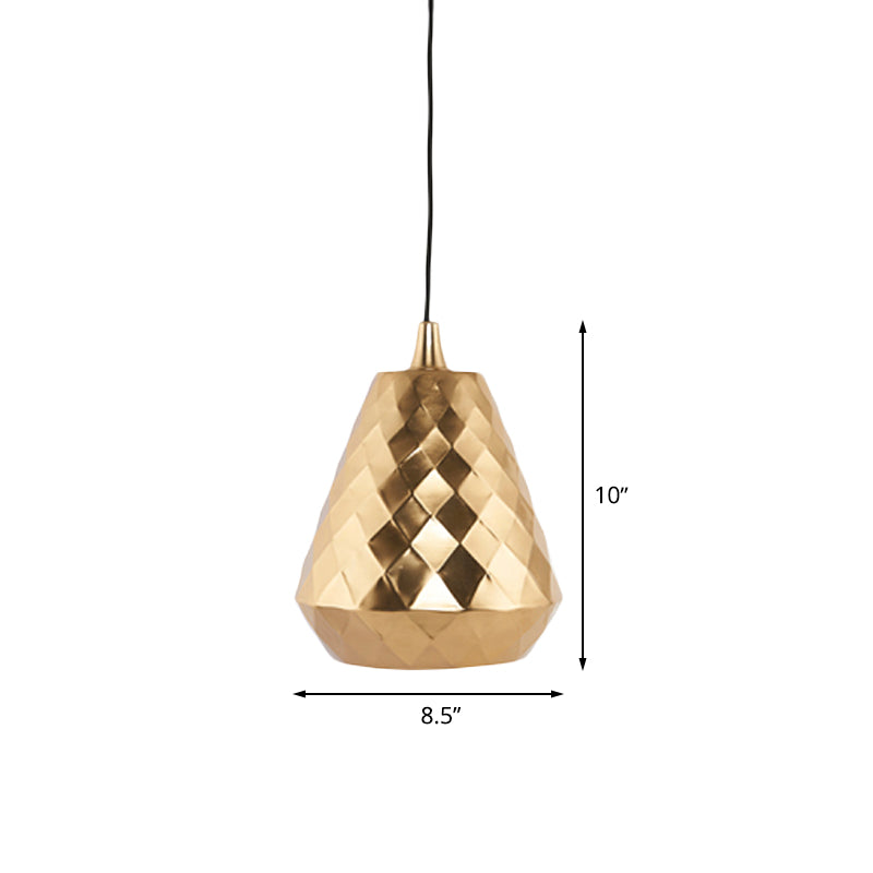 Modern Teardrop Iron Ceiling Pendant Lamp in Gold for Bedroom Lighting