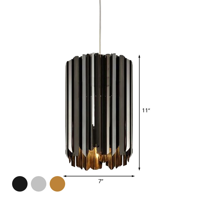 Modern Metal Pendant Light with Black/Chrome/Gold Finish - 1-Light Cylindrical Hanging Lamp