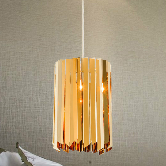 Modern Metal Pendant Light with Black/Chrome/Gold Finish - 1-Light Cylindrical Hanging Lamp