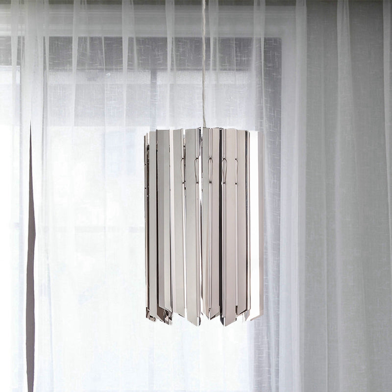 Modern Metal Pendant Light with Black/Chrome/Gold Finish - 1-Light Cylindrical Hanging Lamp