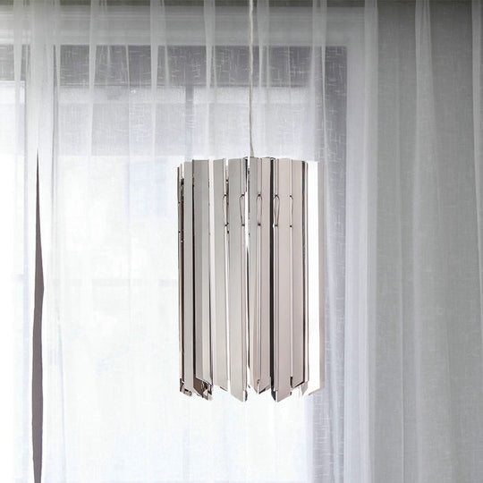 Modern Metal Pendant Light with Black/Chrome/Gold Finish - 1-Light Cylindrical Hanging Lamp