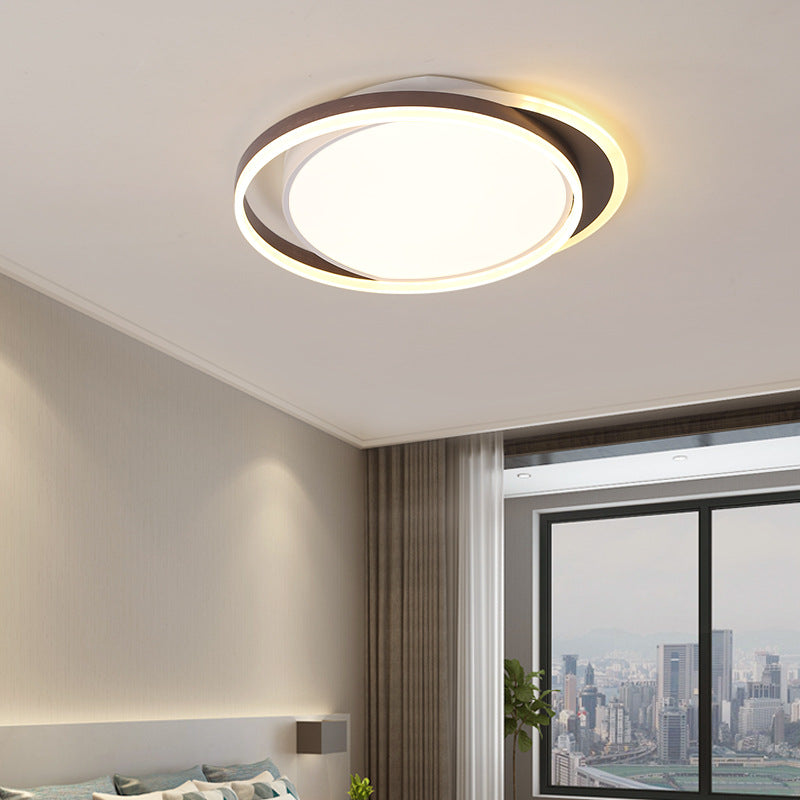 Brown Orbit LED Flush Mount Ceiling Light for Living Room - Simple 16"/19.5" Wide Warm/White Acrylic Fixture