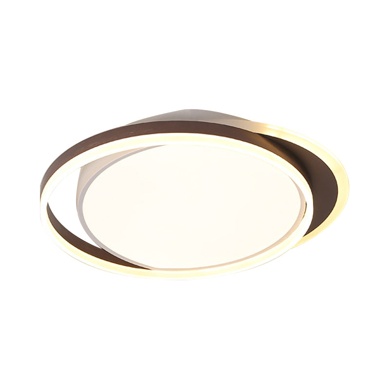 Brown Orbit LED Flush Mount Ceiling Light for Living Room - Simple 16"/19.5" Wide Warm/White Acrylic Fixture