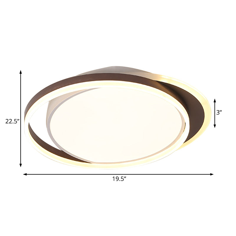 Brown Orbit LED Flush Mount Ceiling Light for Living Room - Simple 16"/19.5" Wide Warm/White Acrylic Fixture