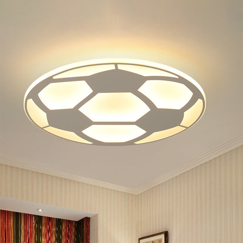 Sleek White Flush Mount Soccer Ceiling Light for Kid's Bedroom
