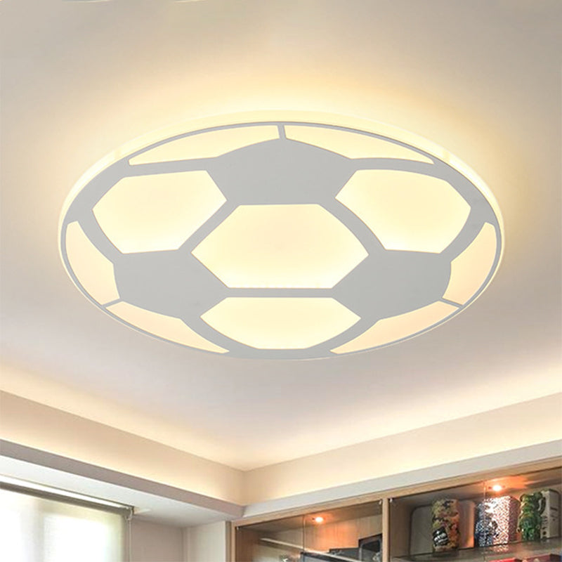 Sleek White Flush Mount Soccer Ceiling Light for Kid's Bedroom