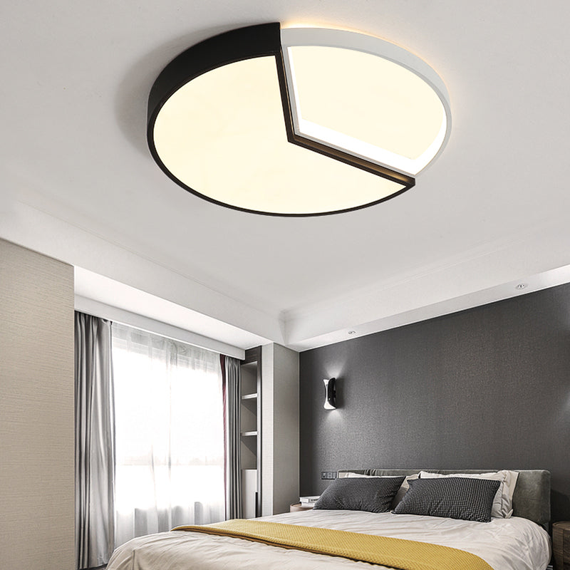 Contemporary Circular Acrylic Flush Mount Lamp (16"/19.5" Wide) - Black LED Light for Bedroom in Warm/White/Natural