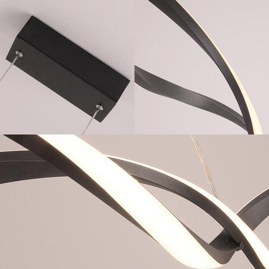 Modern Acrylic Wave Chandelier LED Pendant Lamp in White/Warm/Natural Light - 31.5"/39"/47" Wide