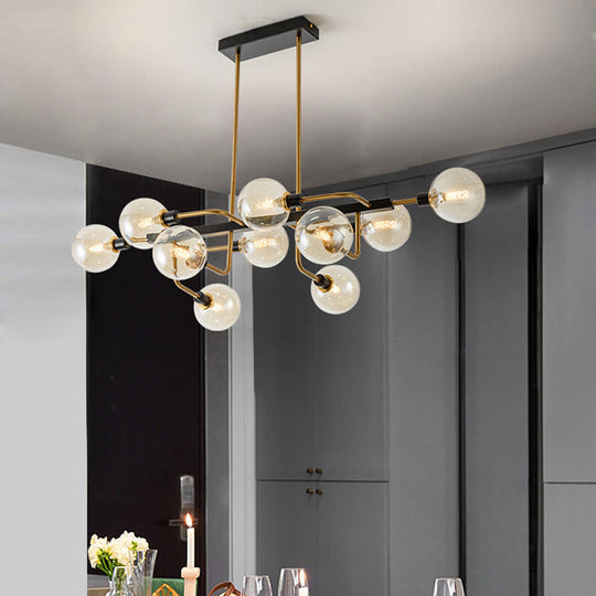 Contemporary Starburst Chandelier: 10-Light Amber/Smoke Gray/Cream Glass Hanging Lamp
