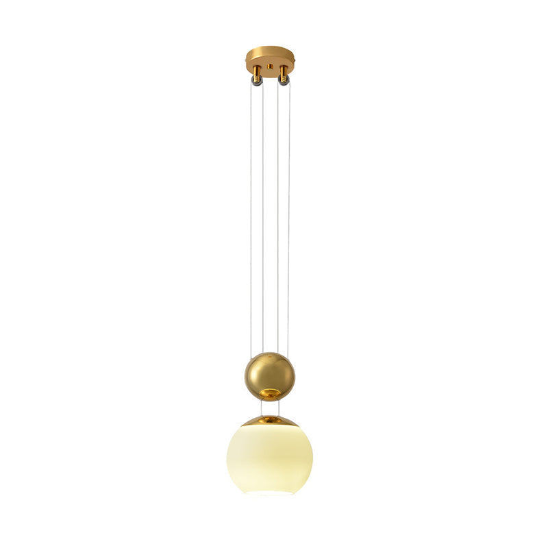 Modern Cream Glass Pendant Lamp With Gold Finish - Ideal For Restaurant Lighting