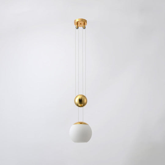 Modern Cream Glass Pendant Lamp With Gold Finish - Ideal For Restaurant Lighting