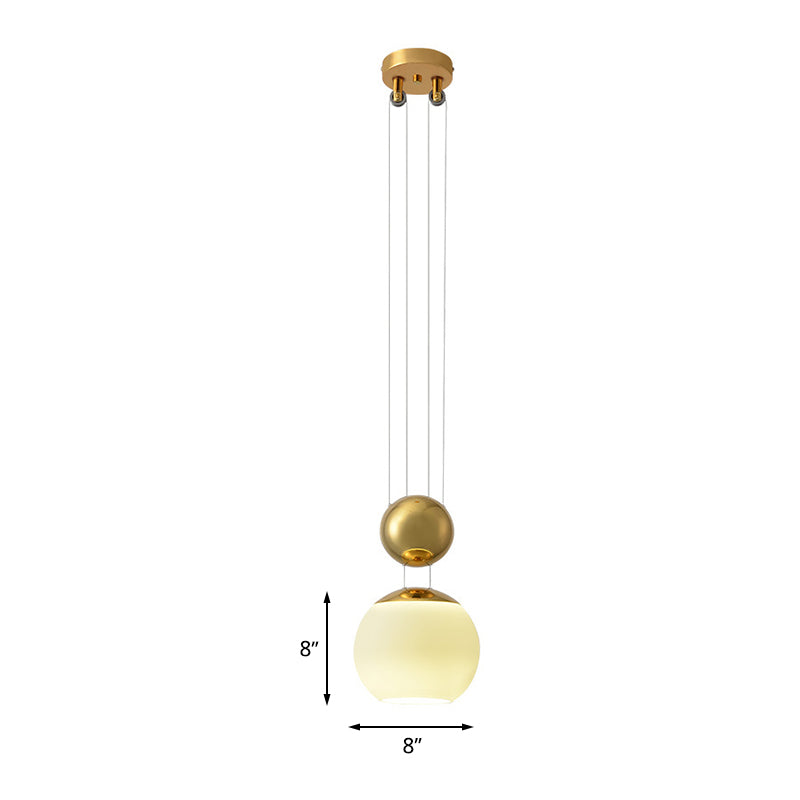 Modern Cream Glass Pendant Lamp With Gold Finish - Ideal For Restaurant Lighting