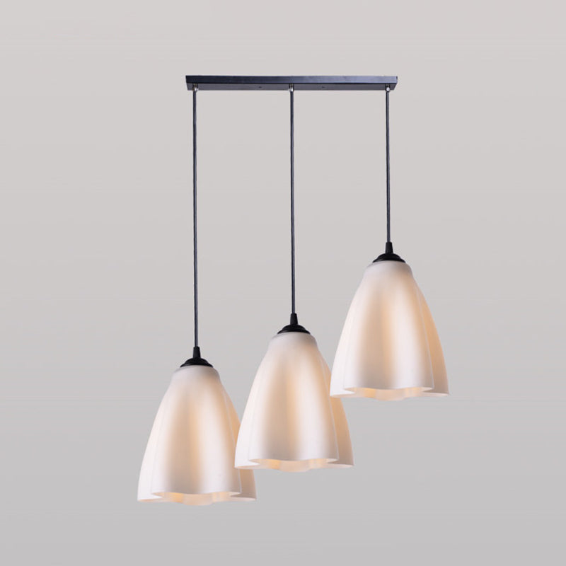 Modern Flower Cluster Pendant Light In Rose Gold Glass - Living Room Hanging Lamp Linear/Round