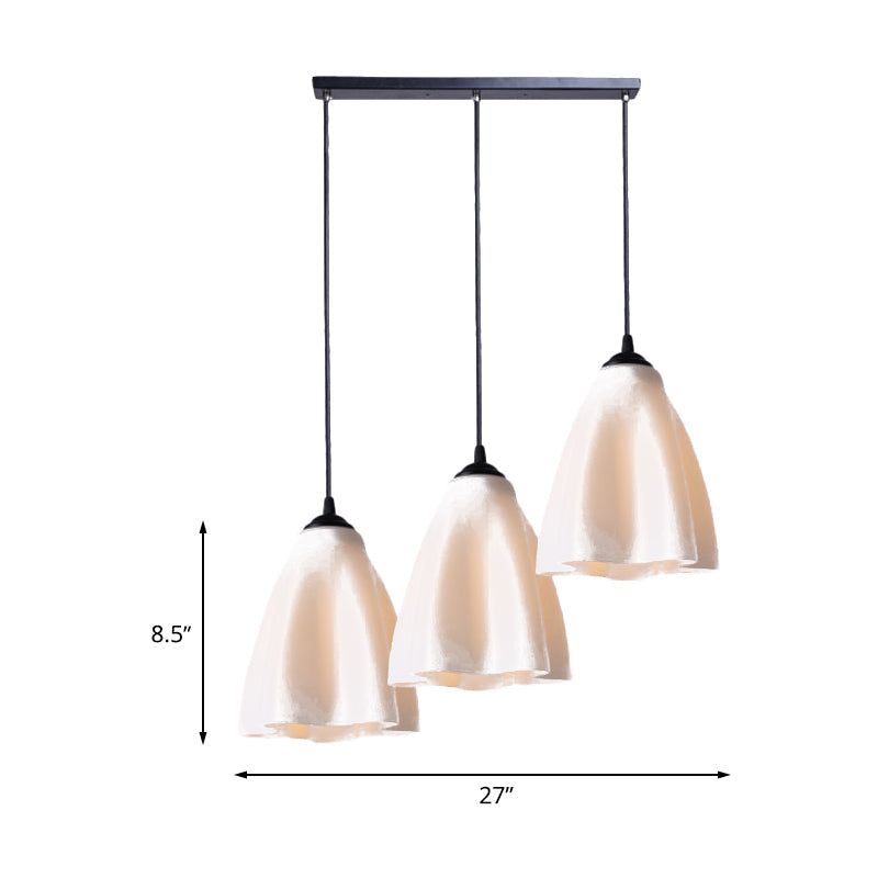 Modern Flower Cluster Pendant Light In Rose Gold Glass - Living Room Hanging Lamp Linear/Round