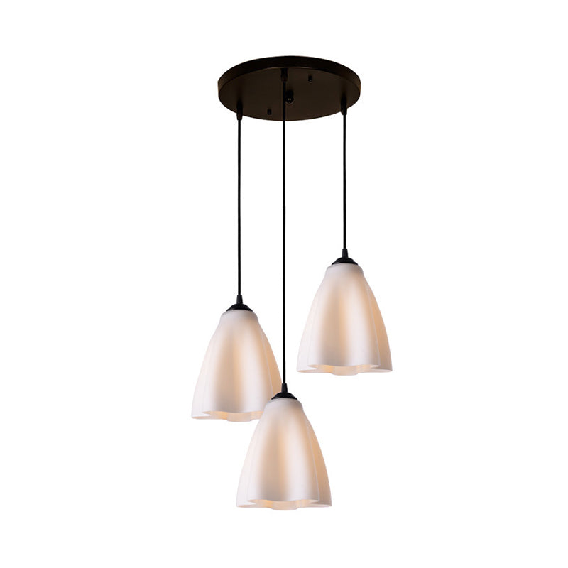Modern Flower Cluster Pendant Light In Rose Gold Glass - Living Room Hanging Lamp Linear/Round