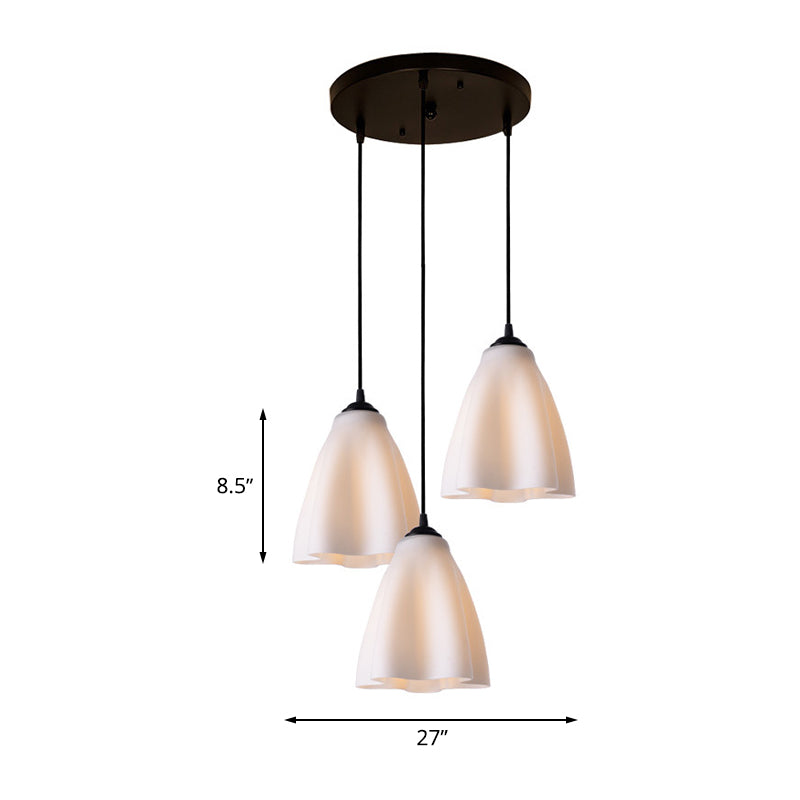 Modern Flower Cluster Pendant Light In Rose Gold Glass - Living Room Hanging Lamp Linear/Round