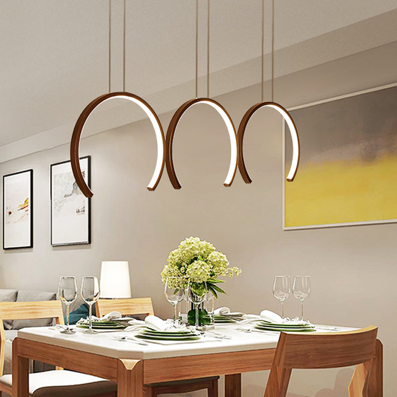 Simple C-Shape Acrylic LED Pendant Light for Dining Room - White/Coffee
