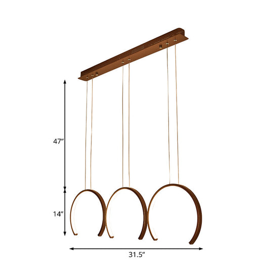 Simple Style Acrylic C-Shape Pendant Light In White/Coffee Led For Dining Room Ceiling