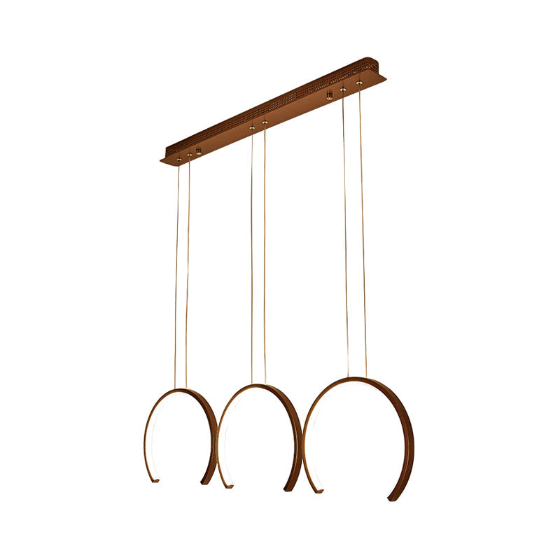 Simple Style Acrylic C-Shape Pendant Light In White/Coffee Led For Dining Room Ceiling