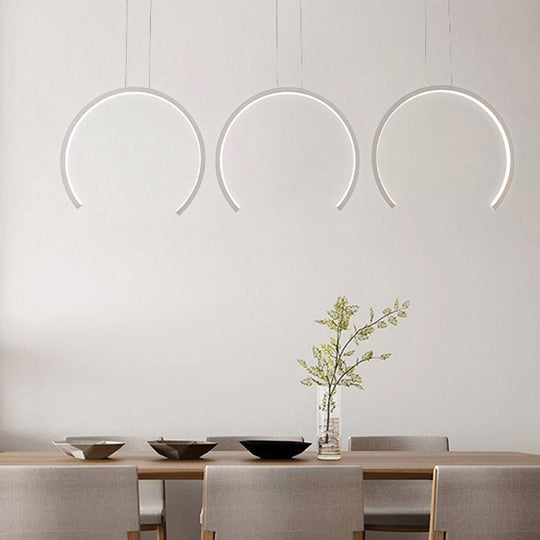 Simple C-Shape Acrylic LED Pendant Light for Dining Room - White/Coffee