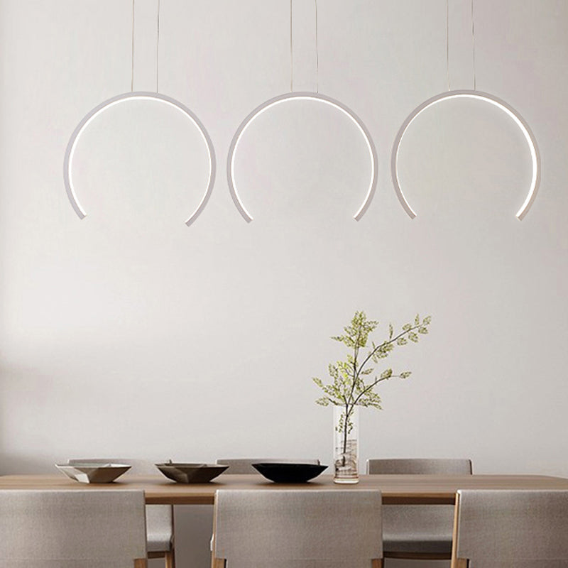 Simple Style Acrylic C-Shape Pendant Light In White/Coffee Led For Dining Room Ceiling White