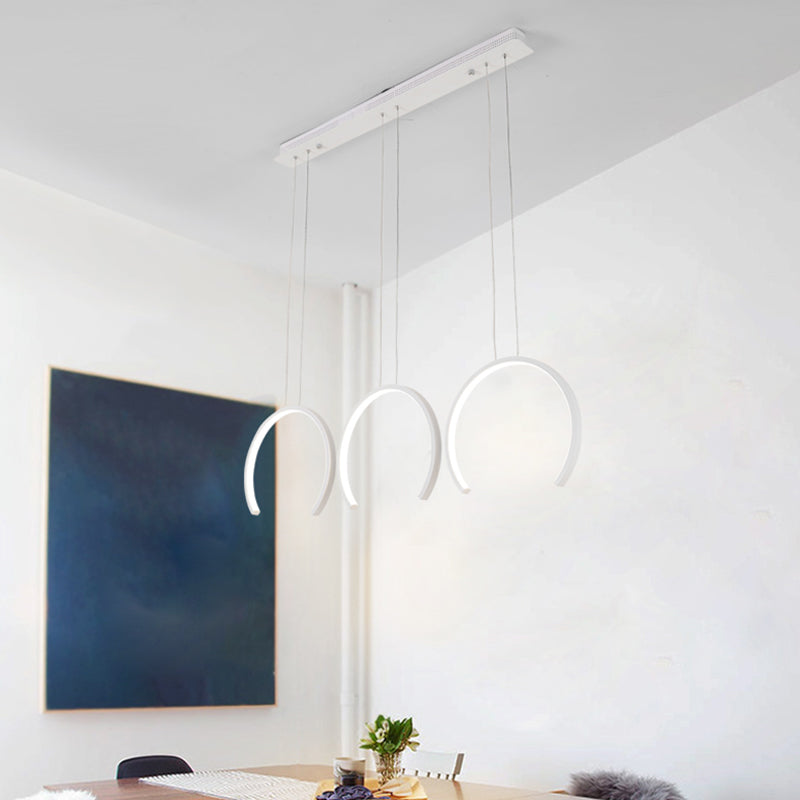 Simple Style Acrylic C-Shape Pendant Light In White/Coffee Led For Dining Room Ceiling