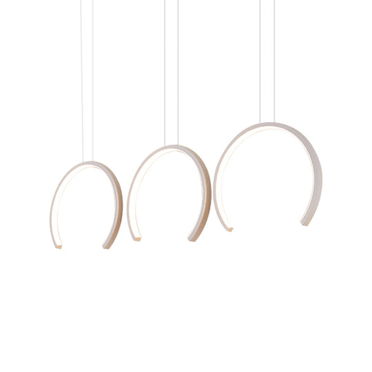 Simple Style Acrylic C-Shape Pendant Light In White/Coffee Led For Dining Room Ceiling