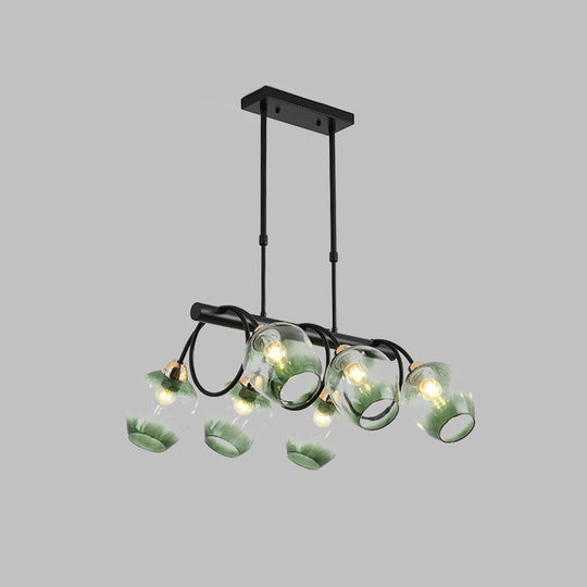 Contemporary Blue Glass Bud Pendant Chandelier with Gradual Dimpled Design