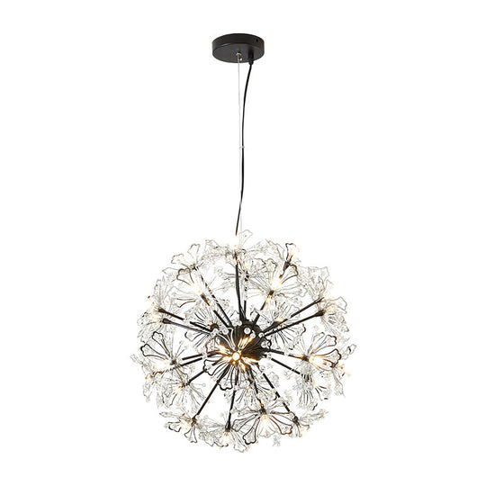 Contemporary Metallic Dandelion Chandelier Pendant Light - Brass Ceiling Lamp (24 Lights)