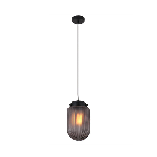 Modern Capsule Pendant Light in Smoke Gray/White with Prismatic Glass - Perfect for Kitchen Island
