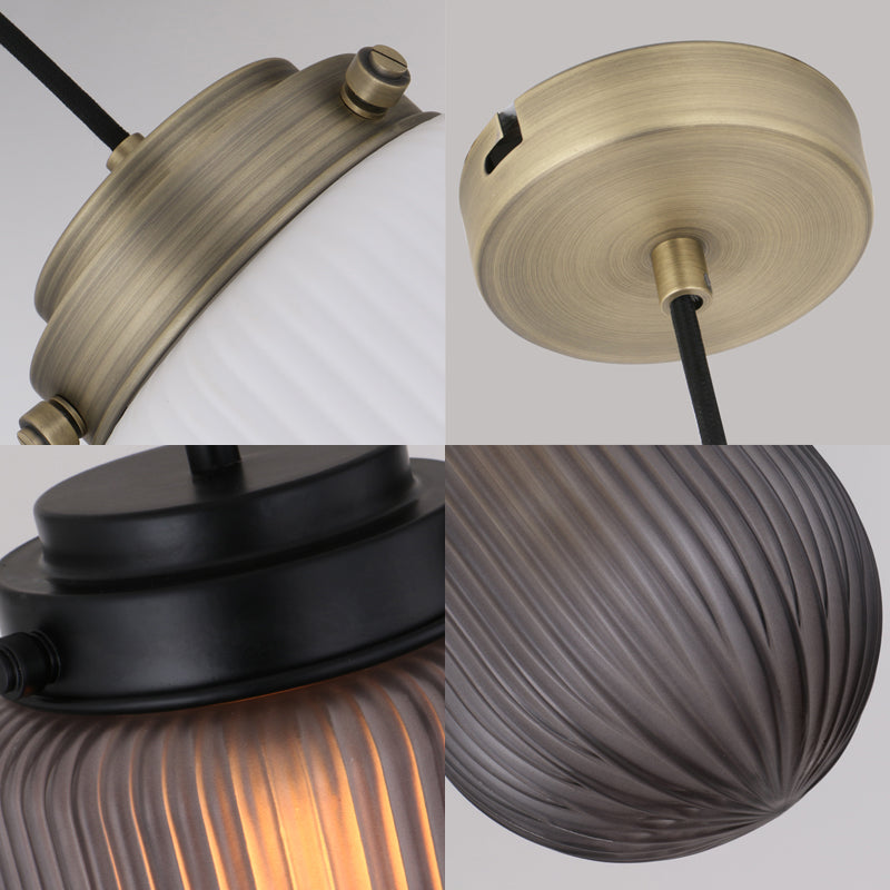 Modern Capsule Pendant Light in Smoke Gray/White with Prismatic Glass - Perfect for Kitchen Island