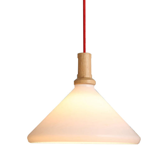 Frosted Glass Nordic Conical Pendant Ceiling Light - White Dining Room Hanging