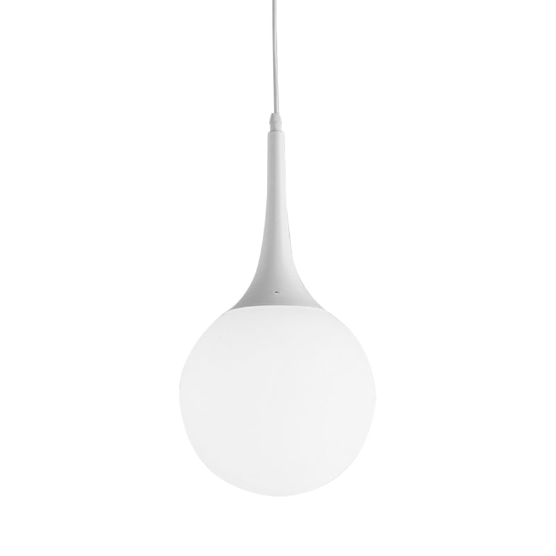 Contemporary Globe White Glass Pendant Light - 1 Light 12"/14"/16" Wide - Hanging Ceiling Light