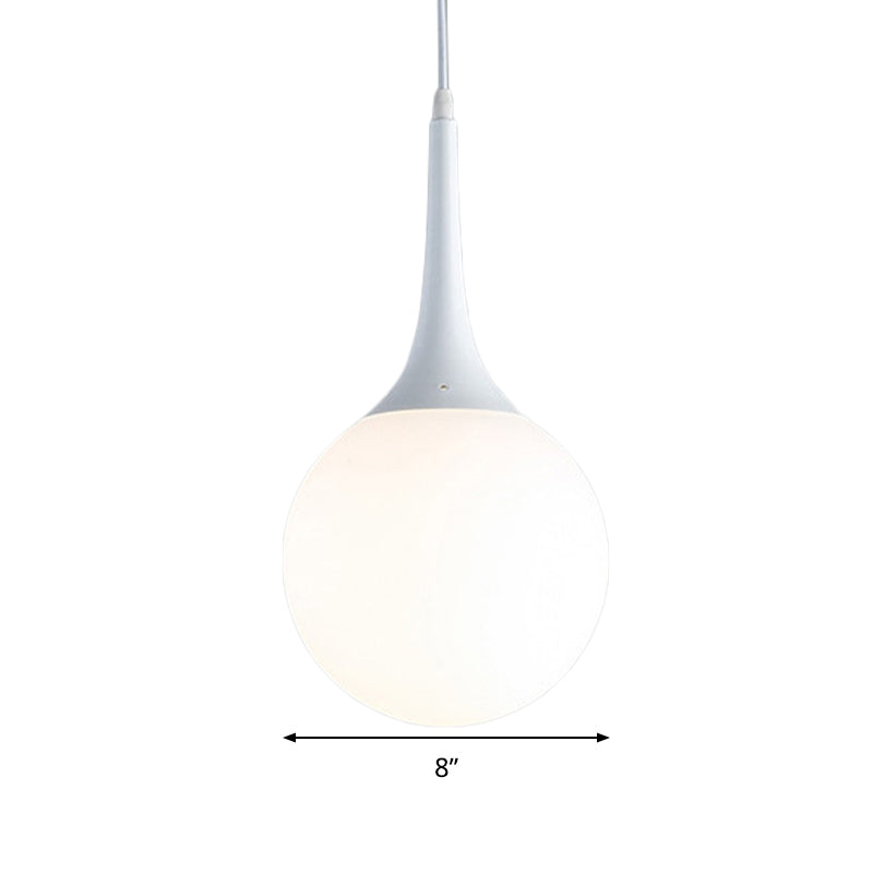 Contemporary Globe White Glass Pendant Light - 1 Light 12"/14"/16" Wide - Hanging Ceiling Light